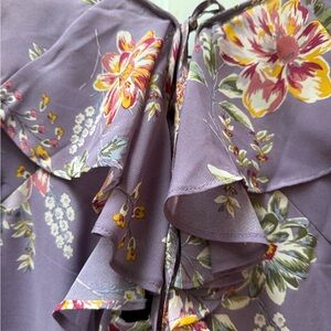 Blue Rain Floral Ruffle Dress - Purple and Yellow